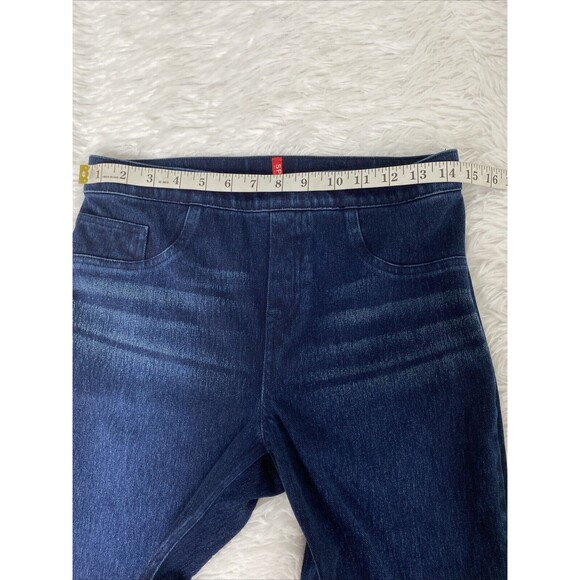 Spanx Pull On Skinny Jeans Size M Jeggins Indigo Blue Slimming Skinny - Picture 10 of 12